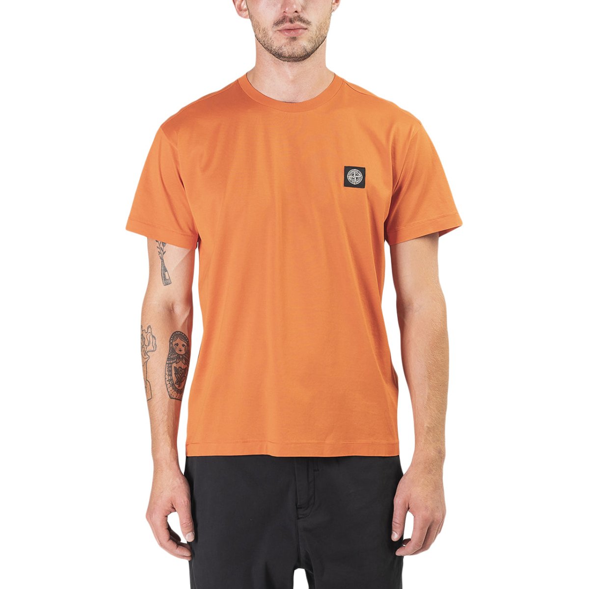Stone Island Small Logo Patch T-Shirt (Orange)  - Allike Store