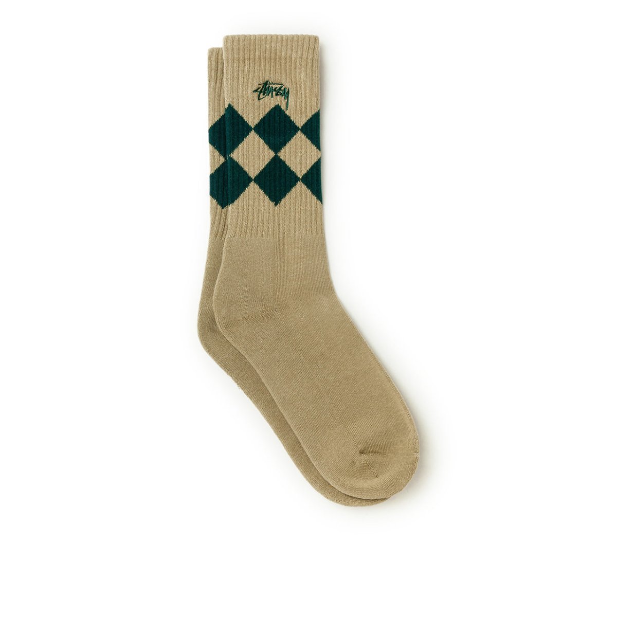 Stüssy Argyle Jacquard Crew Socks (Beige)  - Allike Store