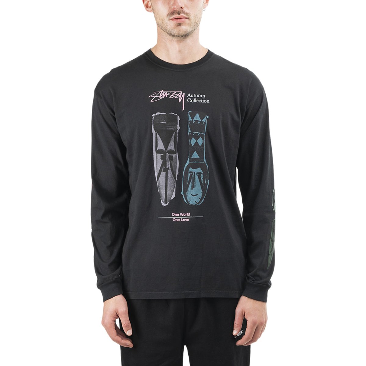 Stüssy Autumn Masks Pig. Dyed LS Tee (Schwarz)  - Allike Store