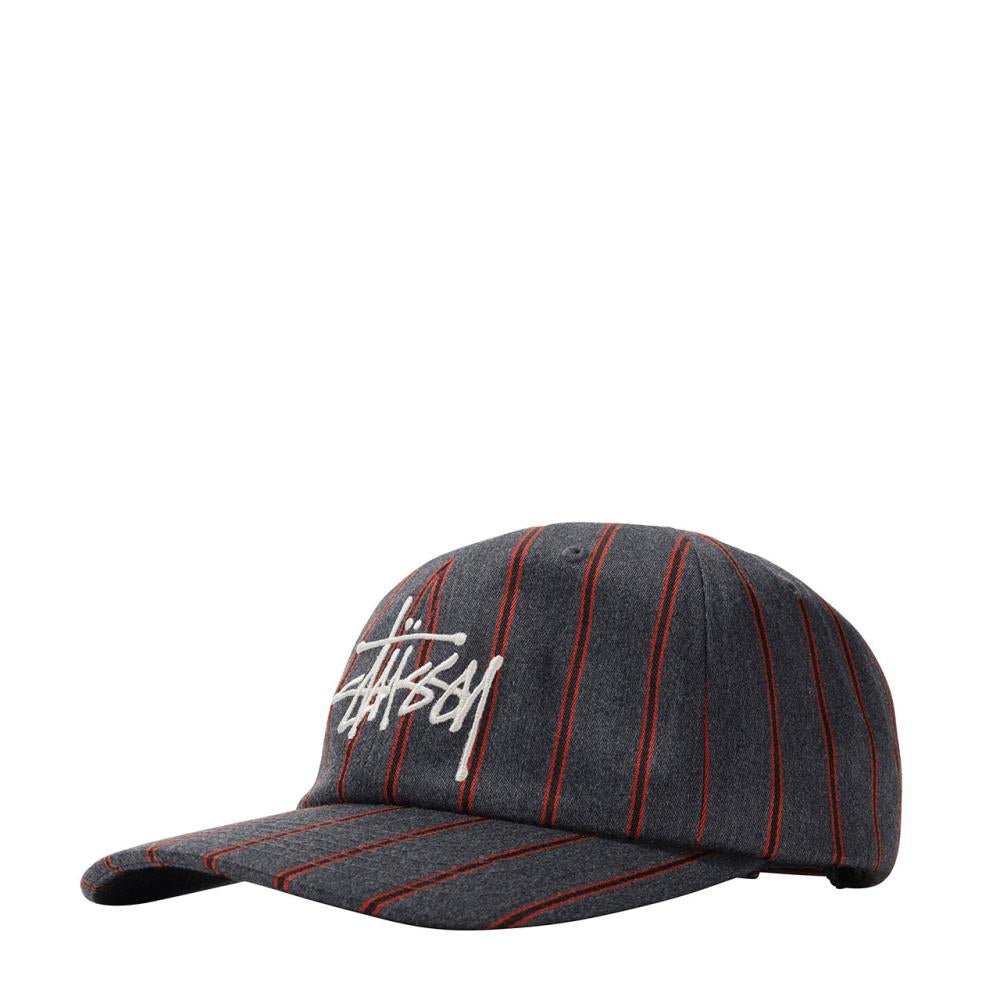 Stüssy Big Logo Striped Low Pro Cap (Grau / Rot)  - Allike Store