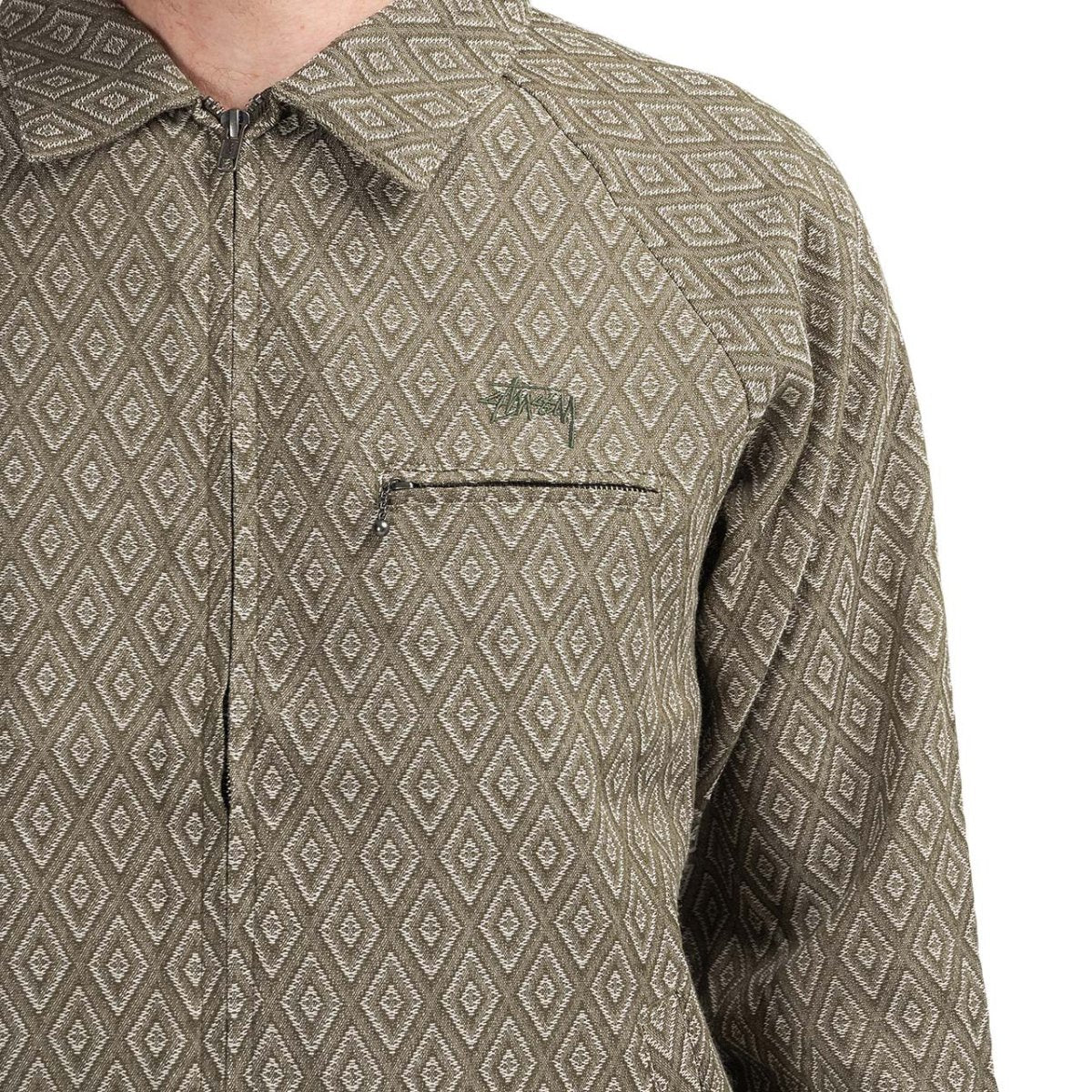 ジャケット・アウター stussy Bryan Diamond Jacket M Stussy Bryan Diamond Rhombus Full Print Pattern Unisex Khaki