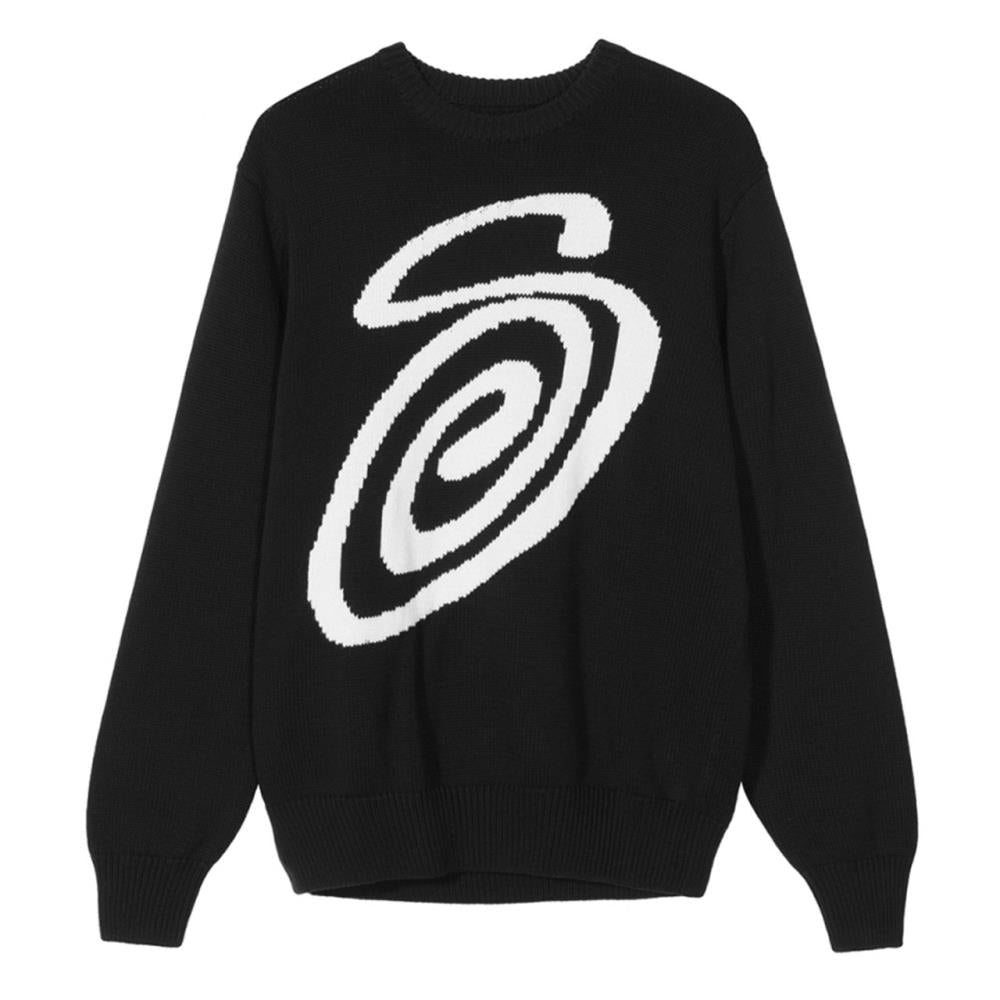 Stüssy Curly S Sweater (Schwarz / Weiß)  - Allike Store