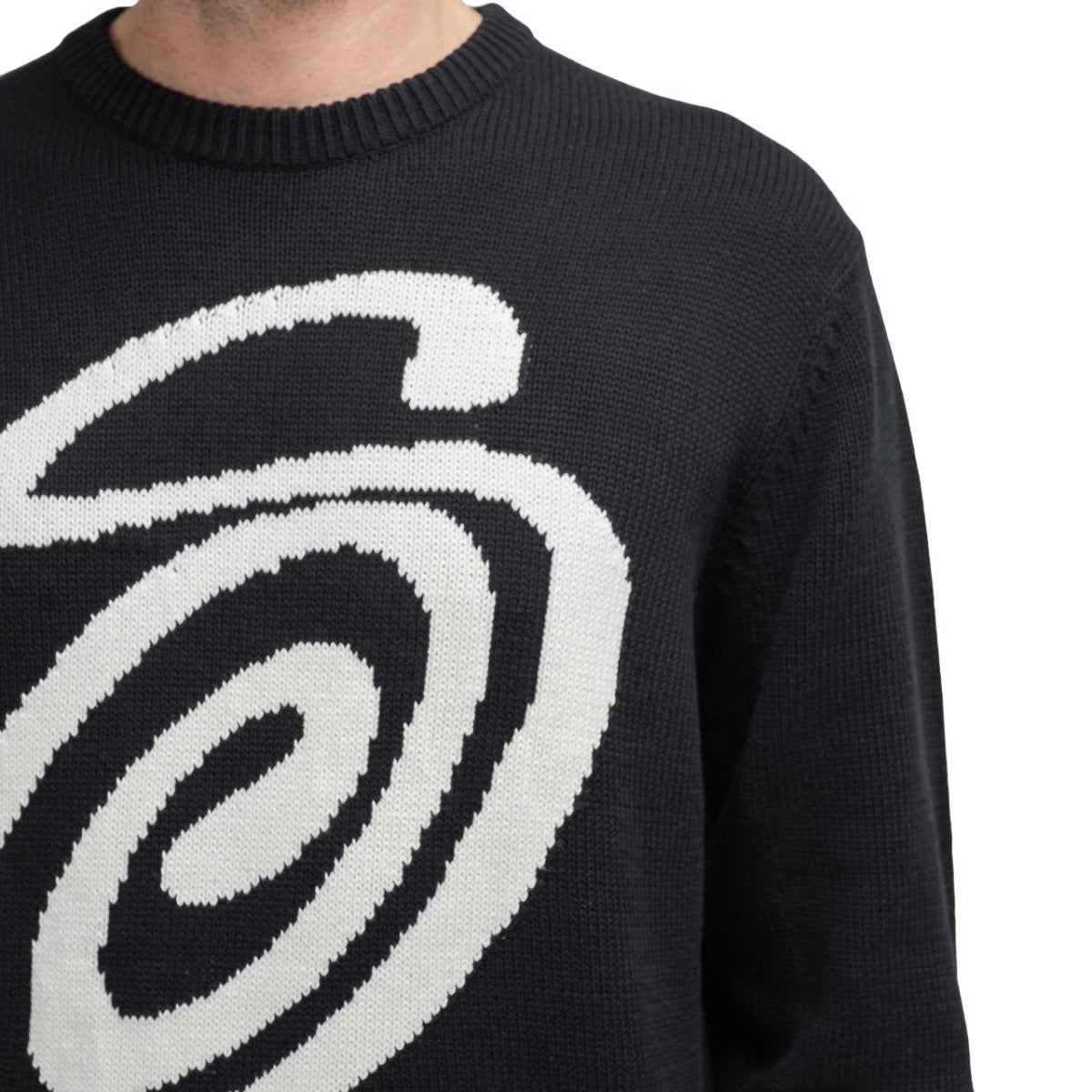 Stüssy Curly S Sweater (Schwarz / Weiß)  - Allike Store