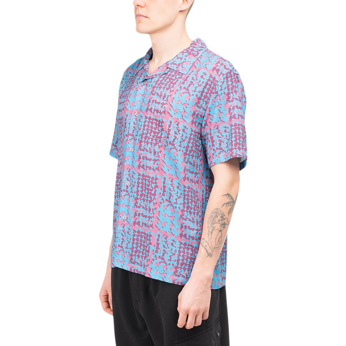 Stüssy Hand Drawn Houndstooth Shirt (Blue / Red) 1110150-0623