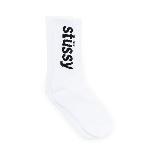 Stüssy Helvetica Jacquard Crew Socks (Weiß)  - Allike Store