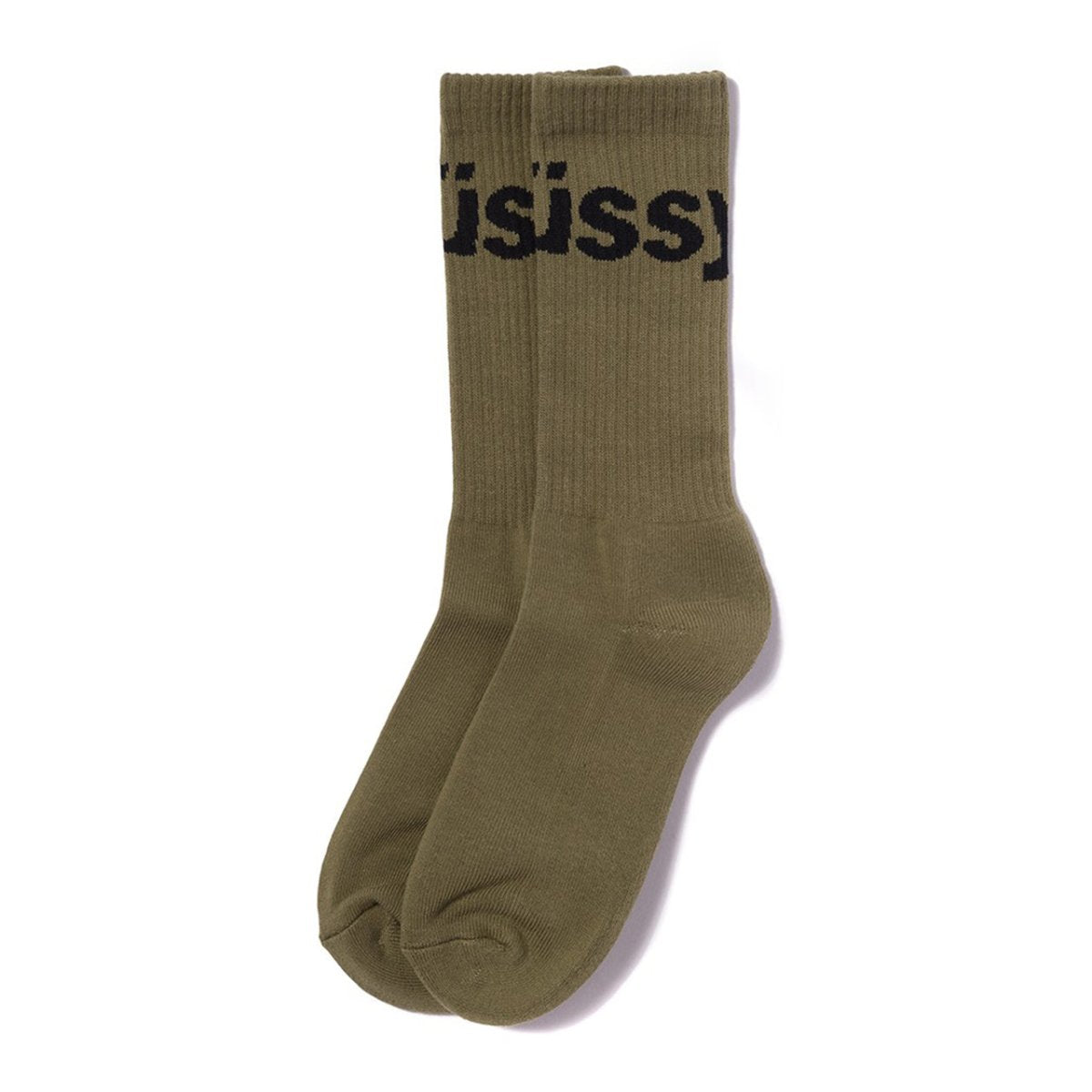 Stüssy Jacquard Logo Socks (Olive)  - Allike Store