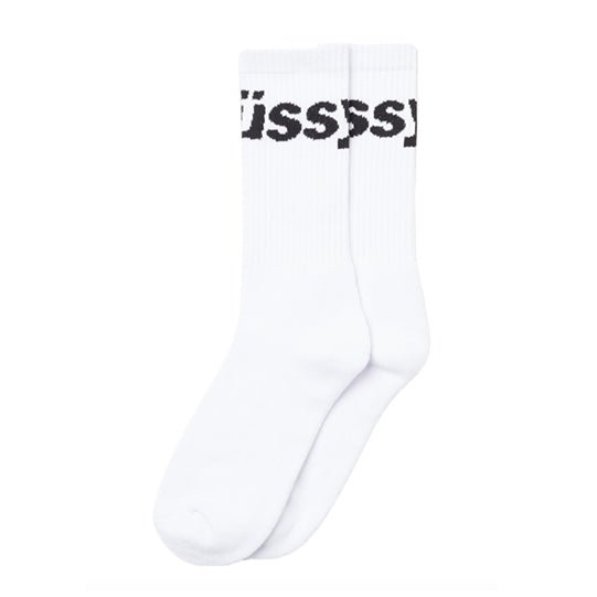 Stüssy Jacquard Logo Socks (Weiß)  - Allike Store
