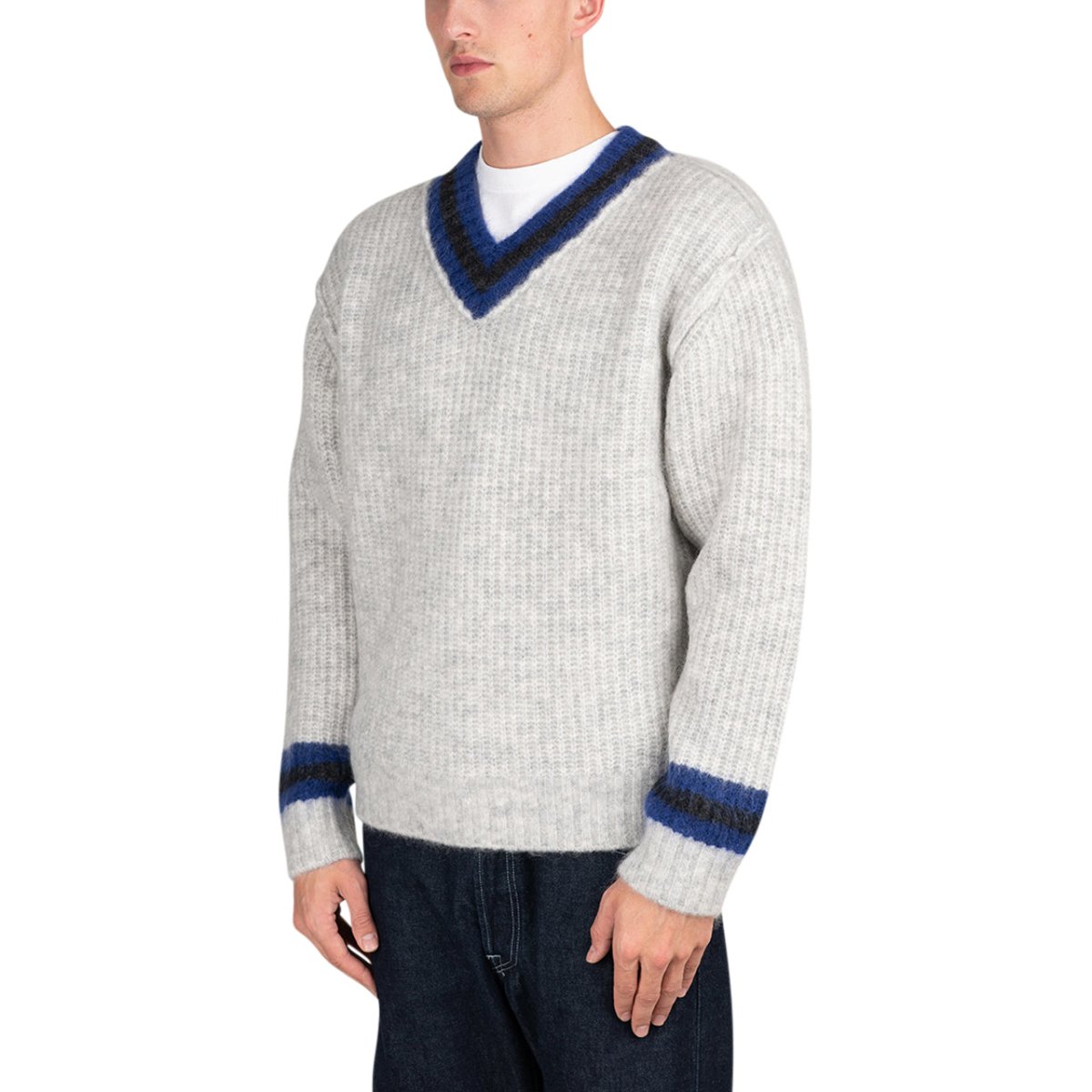 Stüssy Mohair Tennis Sweater (Grey / Blue)