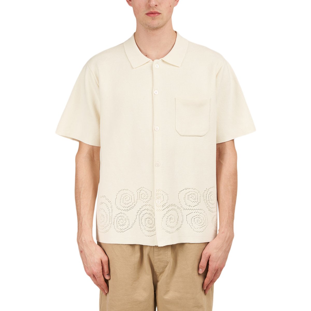 Stüssy Perforated Swirl Knit Shirt (Beige)  - Allike Store