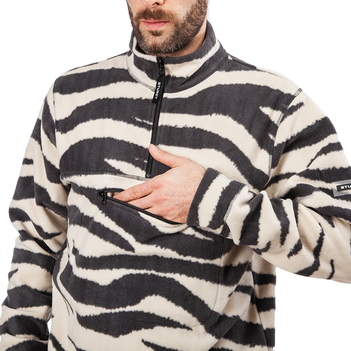Stüssy Polar Fleece Mock Neck (Zebra)  - Allike Store
