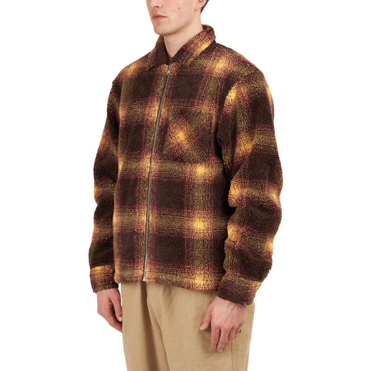 Stüssy Shadow Plaid Sherpa Zip Shirt (Brown) 1110224-1001 – Allike