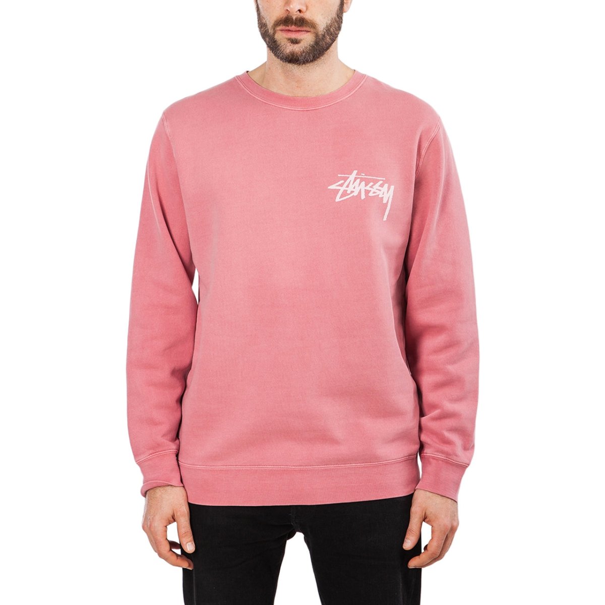 Stüssy Stock Pig. Dyed Crew (Himbeer-Rot)  - Allike Store