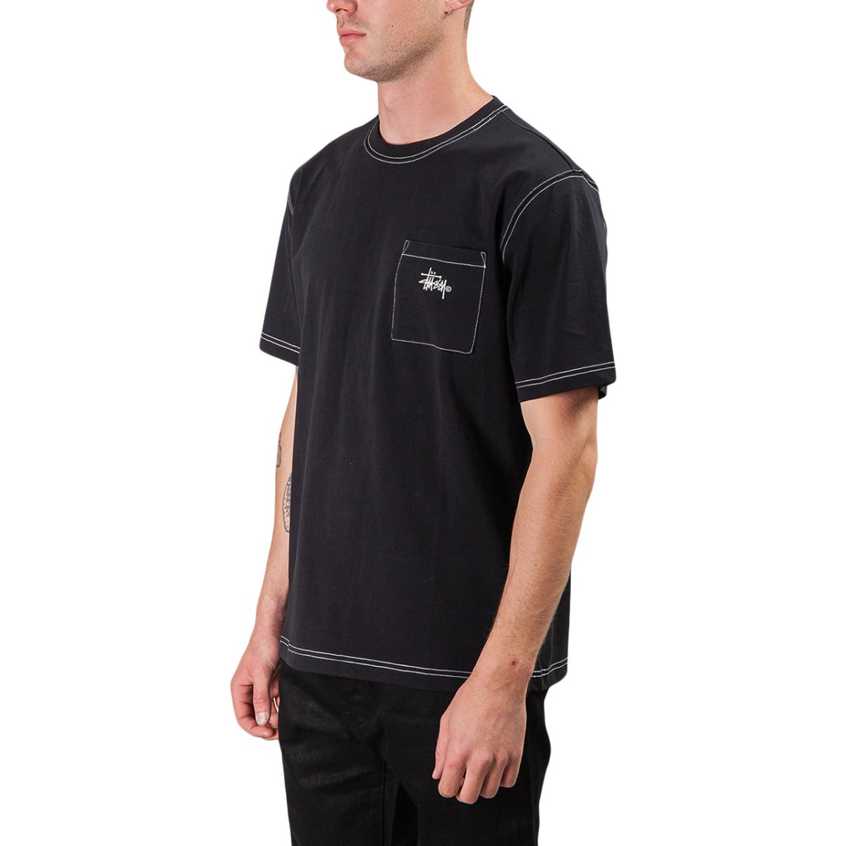Stüssy Stock Pocket Crew (Schwarz)  - Allike Store