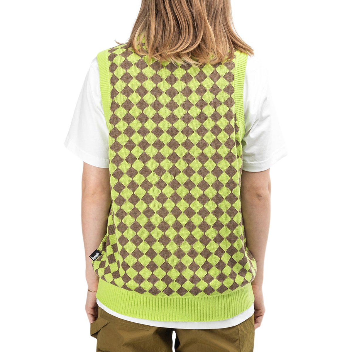 Stüssy Womens Melange Checker Sweater Vest (Lime) 217046-0412