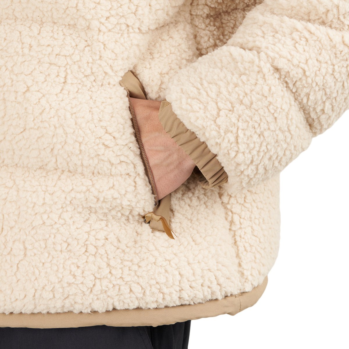 The North Face Beige Nuptse Sherpa Fleece Jacket in Natural for