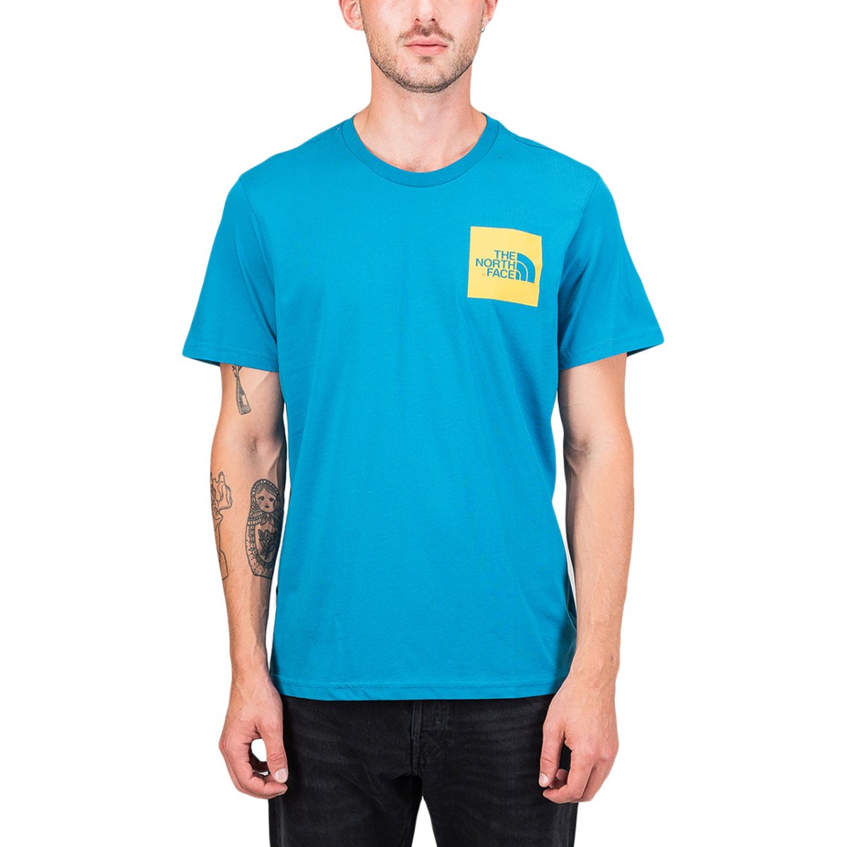 The North Face M SS Fine Tee (Blau / Gelb)  - Allike Store