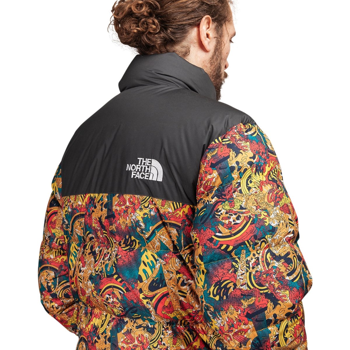 The north face 1992 nuptse jacket leopard yellow store genesis print