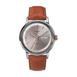 Timex Archive Marlin Automatic Day-Date 40mm Leather Strap (Braun / Silber)  - Allike Store