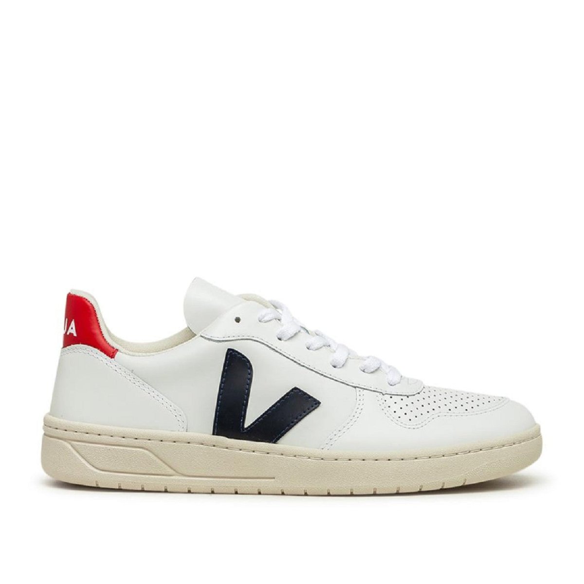 Veja V-10 Leather (Weiß / Schwarz / Rot)  - Allike Store