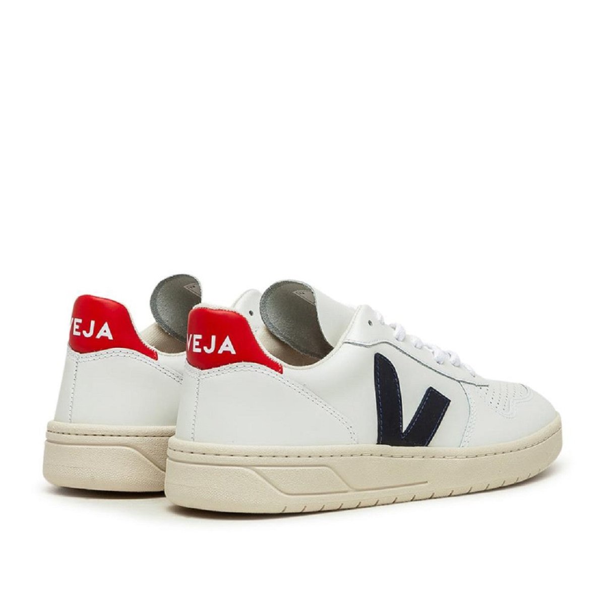 Veja V-10 Leather (Weiß / Schwarz / Rot)  - Allike Store