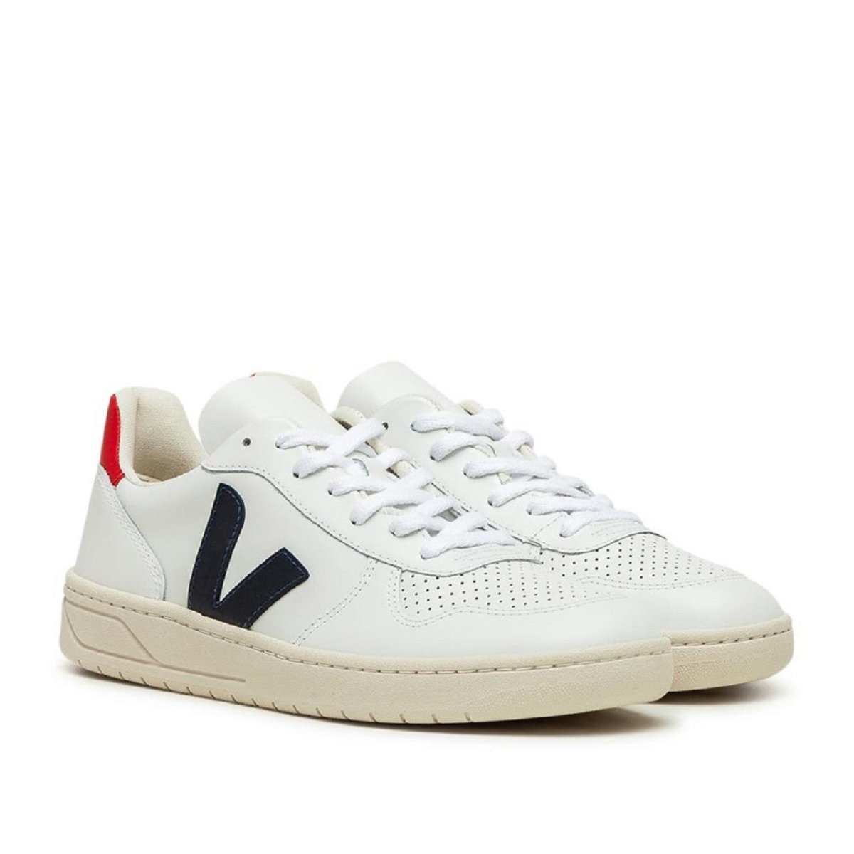 Veja V-10 Leather (Weiß / Schwarz / Rot)  - Allike Store