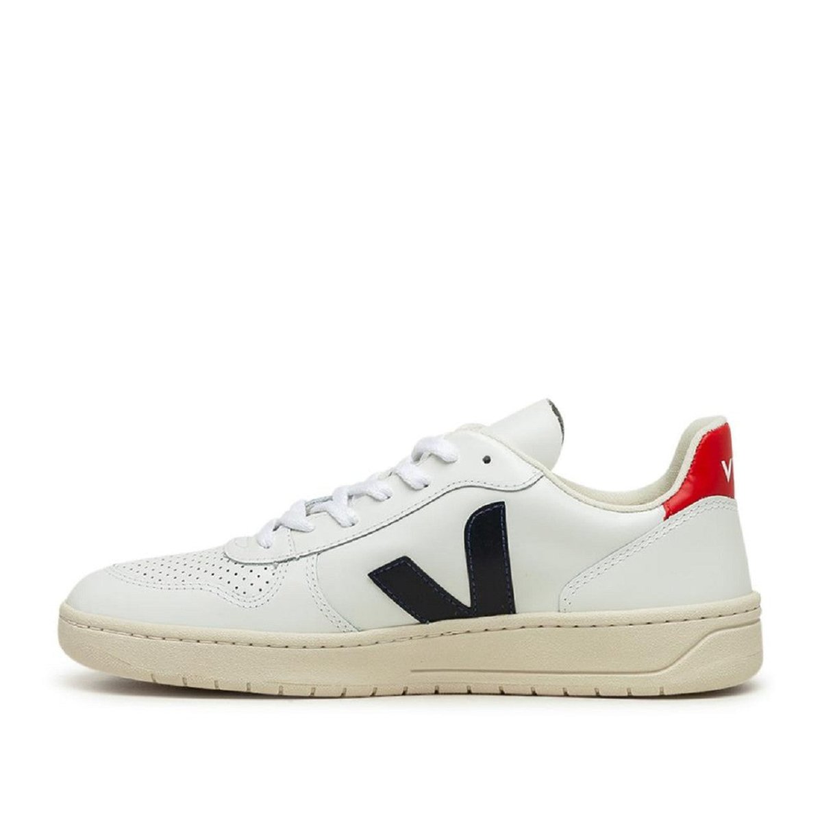 Veja V-10 Leather (Weiß / Schwarz / Rot)  - Allike Store