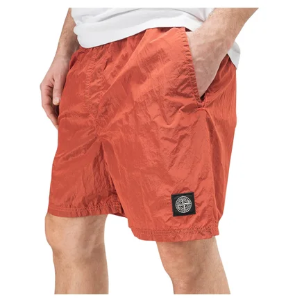 Stone Island Nylon Metal Patch Logo Swim Shorts (Orange)