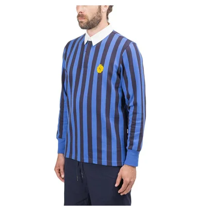 Aimé Leon Dore Vertical Striped Rugby Polo (Navy / Blau)