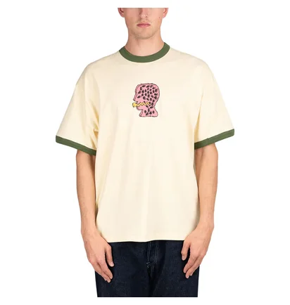 Brain Dead Mouthworm Short Sleeve Ringer Tee (Beige / Grün)
