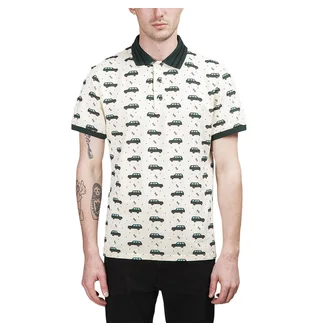Aimé Leon Dore Pique Polo Car Graphic (Beige / Grün)