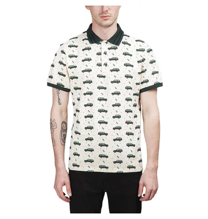 Aimé Leon Dore Pique Polo Car Graphic (Beige / Grün)