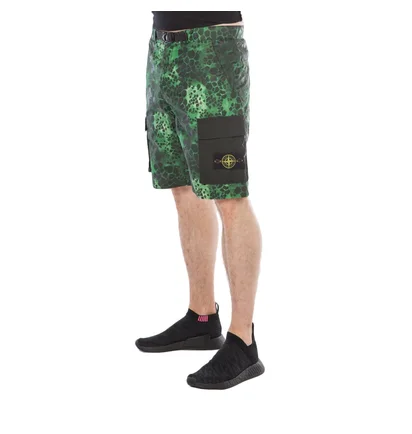 Stone Island Alligator Camo Cotton - Nylon Shorts (Grün)