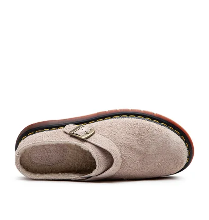 Dr. Martens Isham Faux Shearling Lined Suede Mules (Beige)