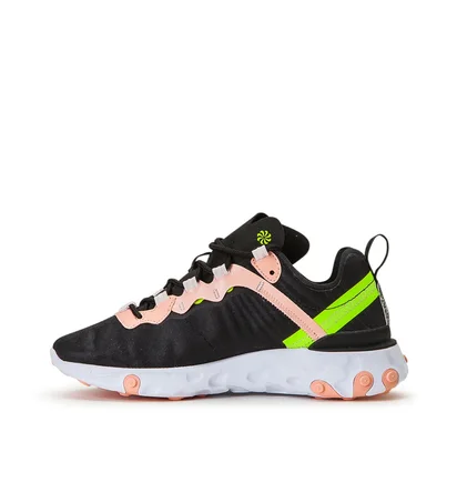 Nike WMNS React Element 55 Premium (Schwarz / Coral / Gelb)