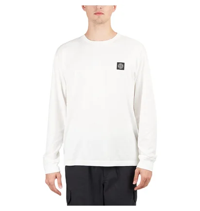 Stone Island Patch Long Sleeve T-Shirt (Weiß)