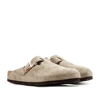 Birkenstock Boston Soft Footbed Suede Leather (Taupe)