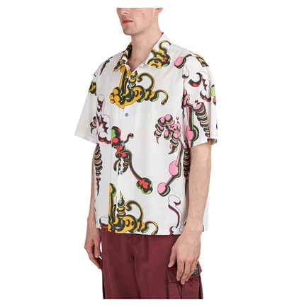 Brain Dead Tetsunori Tawaraya Seersucker Short Sleeve Blouse (Weiß / Multi)