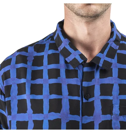 Stüssy Hand Drawn Grid Shirt (Blau / Schwarz)
