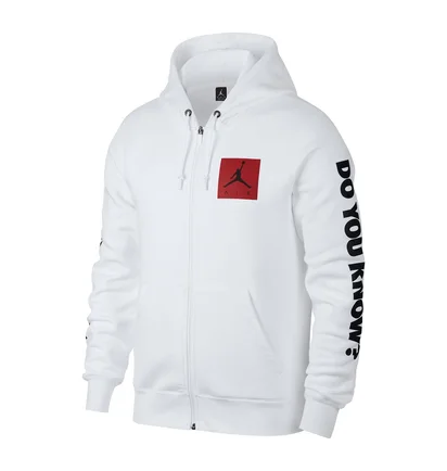 Nike Air Jordan 3 Flight Fleece Full-Zip Hoodie (Weiß / Rot / Schwarz)