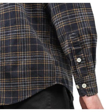 Norse Projects Villads Brushed Flannel Shirt (Navy / Gelb)