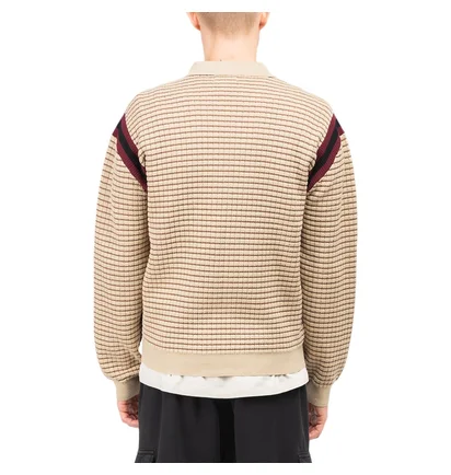 Stüssy Waffle Knit Longsleeve Zip Polo (Khaki)