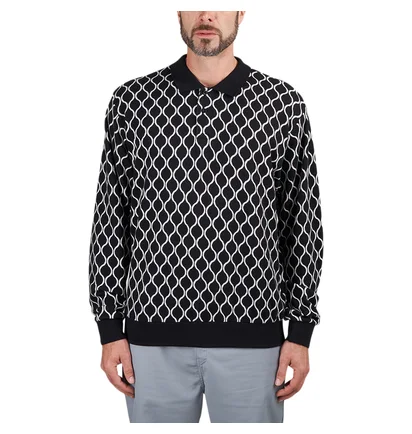 Obey Windmere Jaquard LS Polo (Schwarz / Weiß)
