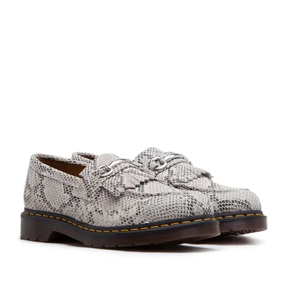 Dr. Martens Adrian Snaffle Python Print Suede Loafers (Beige)