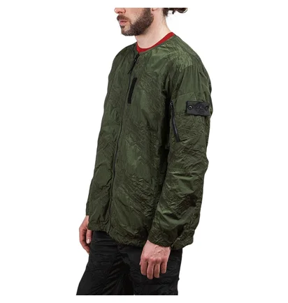 Stone Island Shadow Project Imprint Nylon Colarless Jacket (Olive)