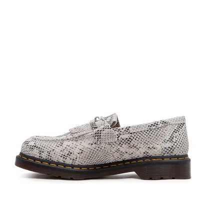 Dr. Martens Adrian Snaffle Python Print Suede Loafers (Beige)