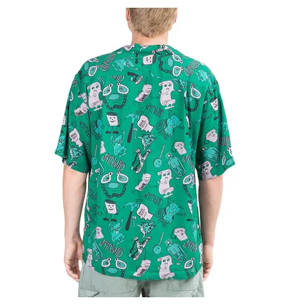 Brain Dead Caricatures Hawaiian Shirt (Grün)