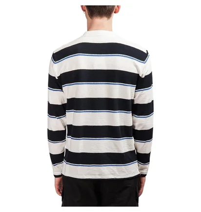 Norse Projects Johannes Textured Stripe Longsleeve (Dunkelblau)