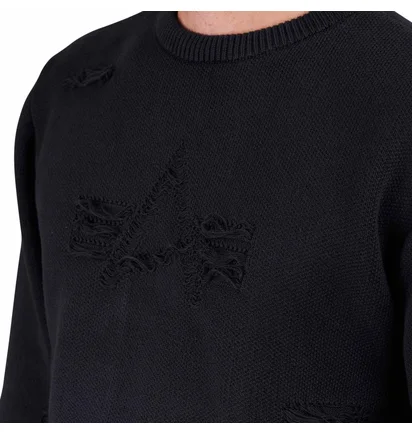 Alpha Industries Distressed Logo Pullover (Schwarz)