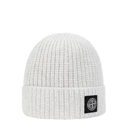 Stone Island Geelong Wool Patch Beanie (Grau)