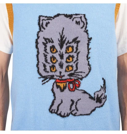 Brain Dead Kitty Cat Sweater Vest (Hellblau)